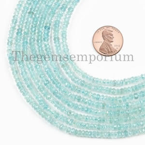 Aquamarine Faceted Rondelle Beads, 3.5-4.5mm Aquamarine Faceted Beads,  Aquamarine Rondelle Beads, Aquamarine Beads ,Aquamarine