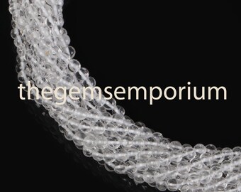 Moneda de hojaldre lisa de cristal de roca, cuentas de 5-6MM, cuentas de moneda lisas de cristal de roca, cuentas lisas de cristal de roca, cuentas de cristal de roca