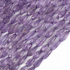 Light Amethyst Faceted Straight Drill Drop Beads, Amethyst Tear Drop Beads, Amethyst Faceted Beads, Amethyst Drop Briolette, Amethyst Beads
