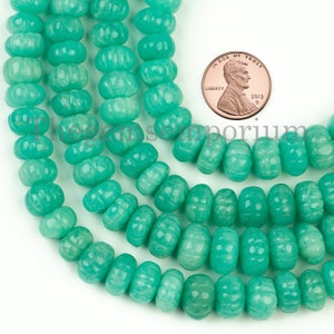 Chrysoprase  Pumpkin Beads, Chrysoprase Melon Shape Beads, Rondelle Carving Beads, Smooth Chrysoprase Beads, Wholesale Gemstone Beads