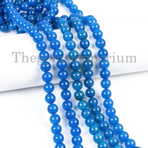 10 mm Blue Agate Plain Balls, Blue Agate Smooth Round Beads, Loose Blue Agate Strand, Agate Beads For Jewelry Making, Gemstone Ball Beads