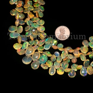 Natural Ethiopian Opal 6X9-10X14mm Pear Briolettes, Top Quality Ethiopian Opal Beads, Opal Faceted Beads, Ethiopian Opal Beads, Opal Strand