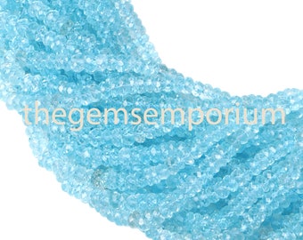 Blue Topaz Faceted Rondelle Beads, Blue Topaz Faceted Beads, Blue Topaz Rondelle, Blue Topaz Beads, Topaz Gemstone Beads