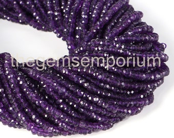 Amethyst Faceted Rondelle Beads, 3-4.5 mm African Amethyst Faceted Beads, Amethyst Rondelle Beads, African Amethyst Beads, Amethyst Beads