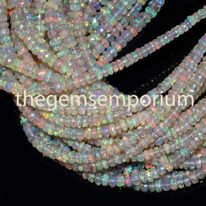 Ethiopian Opal Faceted Rondelle Beads,Ethiopian Opal Rondelle Beads,Top Quality Opal Beads,Opal (3.50-5.50mm) Beads,Ethiopian Opal Beads