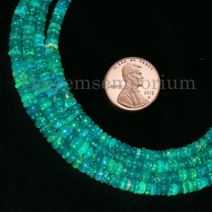 Ethiopian Opal Plain Rondelle Beads, Blue Ethiopian Opal Beads, Wholesale Opal Smooth Beads, Beads For Jewelry Making, Opal Beads