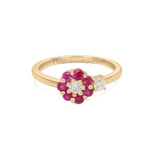Vintage Ruby Engagement Ring,Nature Inspired Floral Ring,14k Rose Gold Wedding Ring,Art Deco Promise Ring for Her,Unique Anniversary Gift