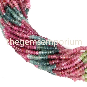 Multi Tourmaline Faceted Rondelle Beads, 3-4mm Tourmaline Faceted Beads, Tourmaline Rondelle Beads, Multi Tourmaline Beads, Tourmaline Beads