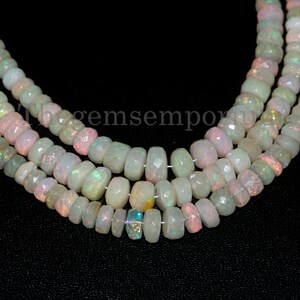 Natural Fire Opal Rondelle Beads, Ethiopian Opal Faceted Rondelle, Welo Opal Rondelle Beads, Opal Rondelle ( 3.5-7mm) Shape Beads, Opal Bead