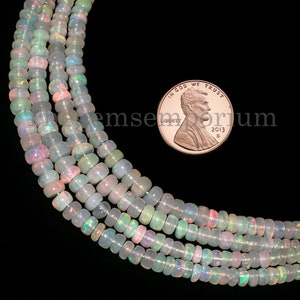 Ethiopian Opal Rondelle Beads, Opal Smooth Rondelle Beads,Ethiopian Opal Beads,Plain Beads, Fire Opal Beads, Plain Multi Fire Opal Beads