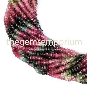 Multi Tourmaline Faceted 3.50-4MM Rondelle Beads, Tourmaline Faceted Beads, Tourmaline Rondelle Beads, Multi Tourmaline Beads, Tourmaline