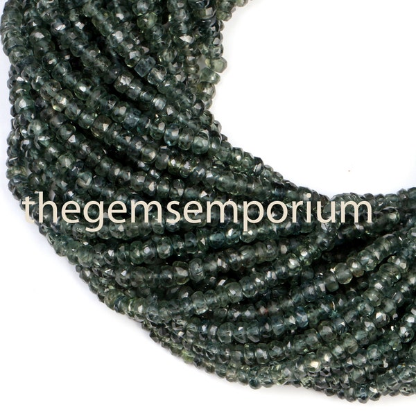 Green Sapphire Faceted Rondelle Beads, 2.75-3.25mm Natural Green Sapphire Faceted Rondelle Beads, Green Sapphire Faceted Beads Sapphire
