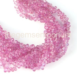 Burma Pink Sapphire Faceted Drops Shape Beads, Pink Sapphire Side Drill Drops Beads, Pink Sapphire Faceted Beads, Sapphire Briolettes