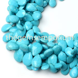 Sleeping Beauty Turquoise Faceted Briolettes,  Pear Shape Beads, Turquoise Pear Beads, AAA Quality Sleeping Beauty Turquoise Briolettes