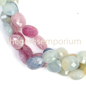 10x12-12x14mm Multi Color Sapphire Sfaccettato Ovale Perline, Multi Color Corundum Oval Shape Perline Dritte, Corindone Naturale Fancy Beads