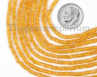 Yellow Sapphire Faceted Rondelle Beads, 2.5-3Mm Yellow Sapphire Natural Beads, Yellow Sapphire Rondelle Beads, Yellow Sapphire faceted Beads