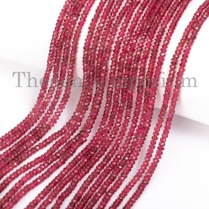 Exclusive Rare! Burma Spinel Rondelle Necklace, 2.5-5mm Red Spinel Faceted Rondelle Necklace, Healing Crystal Necklace, Wedding Necklace