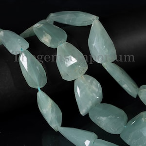 Natural Aquamarine Faceted Nuggets Beads, 15x20 - 20x27 mm Big Size Nuggets Beads, Loose Beads for Jewelry Making, Aquamarine Nuggets Strand