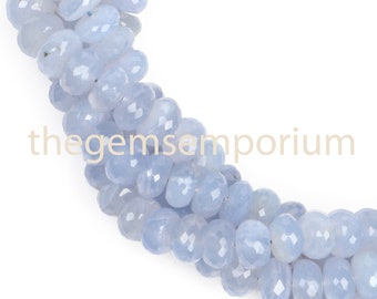 High Quality Natural Chalcedony Faceted Rondelle, Gemstone Beads, Chalcedony Gemstone 9-9.5mm Beads, Rondelle Beads, Jewelry Making Beads,