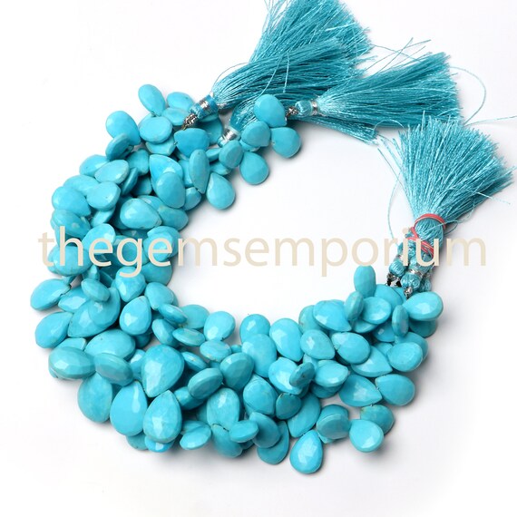 スリーピングビューティーターコイズファセットブリオレット、ペア