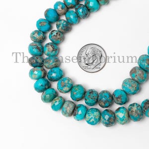 Blue Arizona Turquoise Faceted Rondelle Beads, Natural Arizona Turquoise Bead for Jewelry Making, Turquoise Rondelle Necklace,Wholesale Bead
