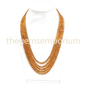 Natural Citrine Plain Rondelle Necklace, Healing Crystal Layering Necklace, 4-7mm Rondelle Beaded Necklace, Halloween Necklace Sale,For Gift