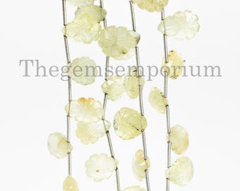 Natural Prehnite Carving Beads, Pear Shape Star Carving Beads, Loose Side Drilled Carving Pear Strands, Healing Crystals Beads for Jewelry