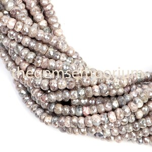 Silverite Faceted Rondelle Shape Beads, Natural Corundum Faceted Rondelle Beads, Silverite Faceted Beads, Silverite Rondelle Beads