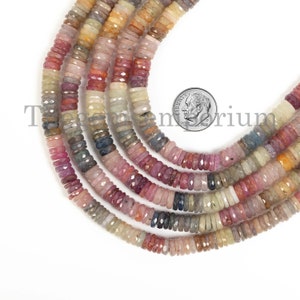 Multi Sapphire Faceted Tyre Shape Beads,6-8mm Natural Corundum Faceted Tyre Beads,Multi Sapphire Natural Tyre Beads,Multi Corundum Tyre Bead