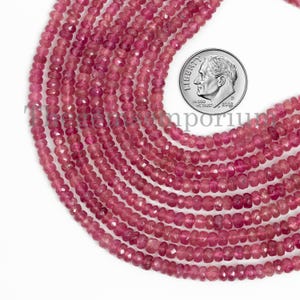Pink Tourmaline 3-5mm Faceted Rondelle, Pink Tourmaline Beads, Pink Tourmaline Rondelle, Tourmaline Beads, Tourmaline Strand, Rondelle Beads