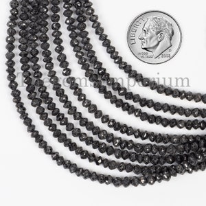Natural Black Diamond Faceted Rondelle Beads, 2.5-3.5mm Size Faceted Bead, Loose Diamond Beads for Jewelry Making, AAA Quality Black Diamond