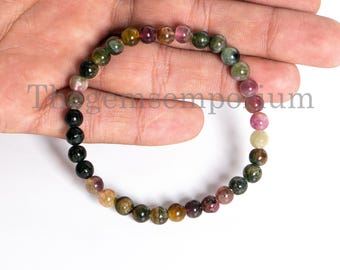 Multi Tourmaline Bead Bracelet Natural Gemstone Jewelry for Gifts.