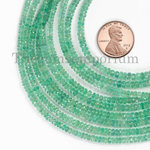 2.25-4.5mm Emerald Faceted Rondelle Center Drill Beads, Faceted Emerald Gemstone, AAA Emerald For Jewelry Making, .40mm hole Size Emerald