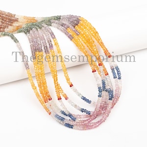 3-3.25 mm Multi Sapphire Faceted Rondelle Beads, Multi Sapphire Briolette Beads, Sapphire Faceted Beads, Rondelle Beads, Loose Sapphire Bead