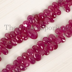 Exclusive Rare! Burma Ruby Faceted Pear Beads, Loose Red Ruby Beads Strand for Jewelry Making, Wholesale Beads Bulk Suppliers,Wholesale Bead