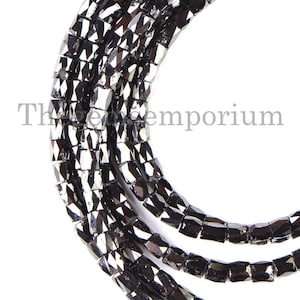Rare! Black Diamond Faceted Cushion Beads, Square Shape Diamond Bead, Loose Diamond Beads for Jewelry Making, Black Diamond Beads Strand