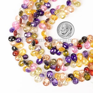 Multi Disco Cubic Zirconia Faceted Briolette, Pear Shape Beads, Cubic Zirconia Beads,Cubic Zirconia Faceted Beads, Cubic Zirconia Briolettes