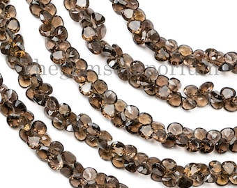 スモーキークォーツファセットハートシェイプブリオレット、5-6mm