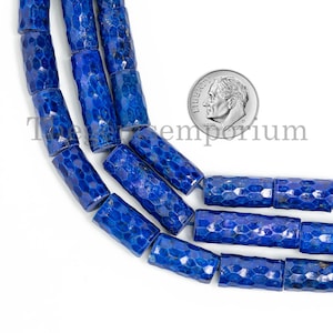 Natural Lapis Lazuli Pipe Beads, New Cutting Faceted Pipe Shape Beads, Loose Drilled Beads for Jewelry Making,Genuine Lapis Pipe Bead Strand