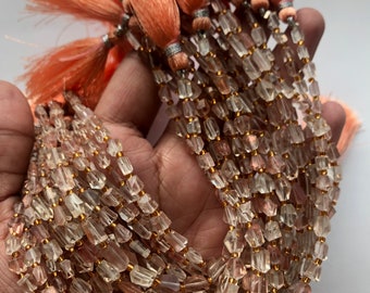 Cuentas facetadas de pepita de piedra solar de Oregón, hilo de piedras preciosas para la fabricación de joyas (21 cm)