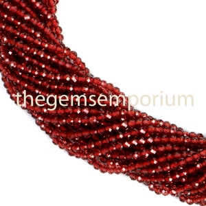 Mozambique Garnet Faceted Rondelle Beads,2-2.50mm Mozambique Garnet Rondelle Beads, Garnet Diamond Cut Beads, Garnet Faceted Beads