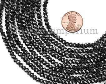 Black Spinel Faceted Rondelle Beads, Black Spinel Faceted Beads, Black Spinel Rondelle Beads, Black Spinel Beads, Black Spinel(4-4.5mm)