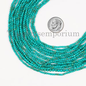 Faceted Round Shape Turquoise Beads, Loose Beads for Jewelry Making,2-2.5mm Natural Turquoise Beads Strand,Beads Bulk Suppliers For Necklace
