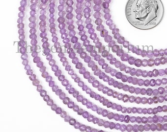 Purple Amethyst Faceted Rondelle Gemstone Beads, AAA Quality (3-3.5MM)