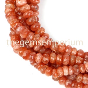 6-8MM Sunstone Beads, Sunstone Rondelle Beads, Sunstone Faceted Rondelle, AAA Quality Sunstone Beads, Sunstone Rondelle, Wholesale Beads