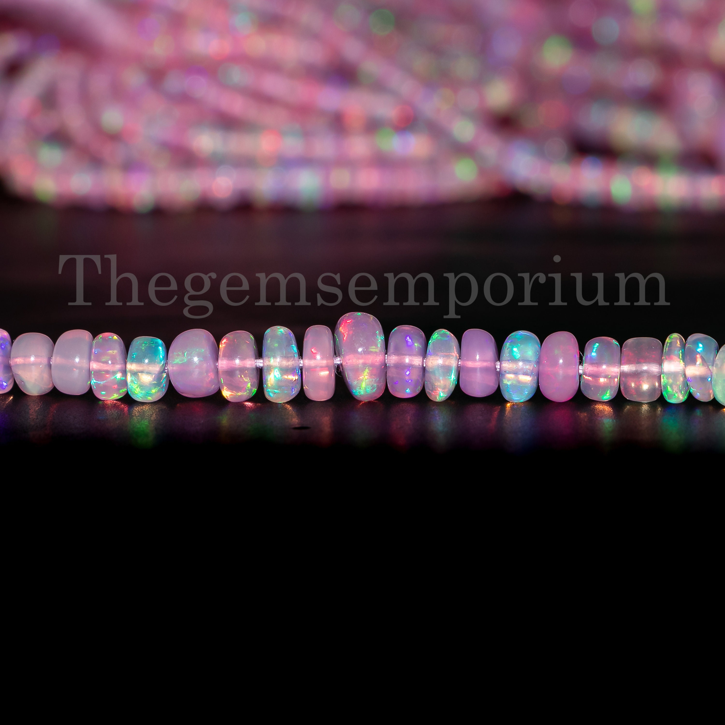 Perline Rondelle Di Opale Etiope Rosa Lisce, Pietre Preziose Fuoco Da 4-5 Mm, Filza Da 18 Pollici Per Creazione Gioielli, 51 Carati - 4