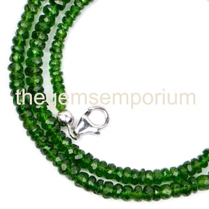 Stunning! Chrome Diopside Faceted Rondelle Necklace, Healing Gemstone Necklace, One of a Kind Necklace, Delicate Necklace, Gift for Her/Mom