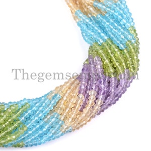 AAA Multi Gemstone Rondelle Beads, Faceted, 37CM Strand