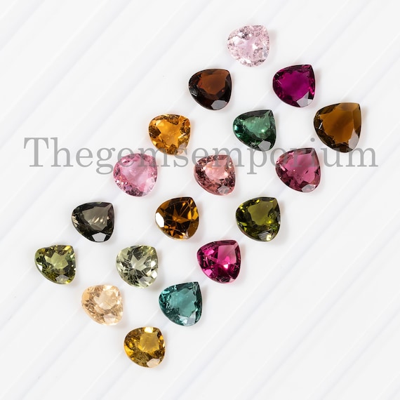 AA Quality Natural Multi Tourmaline Cut Stone, Tourmaline Loose Gemstone, Tourmaline Faceted Heart, 25 Pcs Tourmaline Lot, Tourmaline Stone