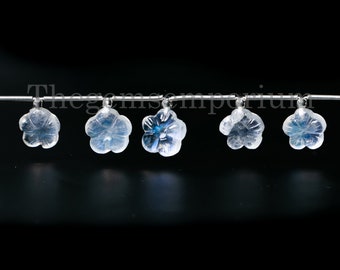 Rainbow Moonstone Flower Carving Beads, 7-9.5mm Rainbow Moonstone Fancy Beads, Carving Beads, Rainbow Moonstone Beads, Moonstone Flower Bead